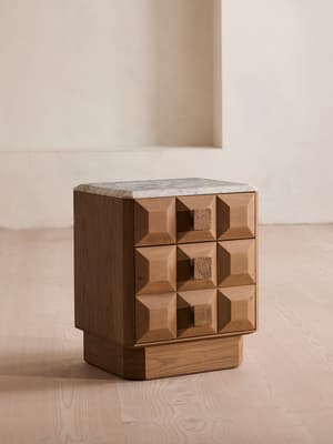 Marius Bedside Table - Small - Arabescato Corchia Marble - Listing Image