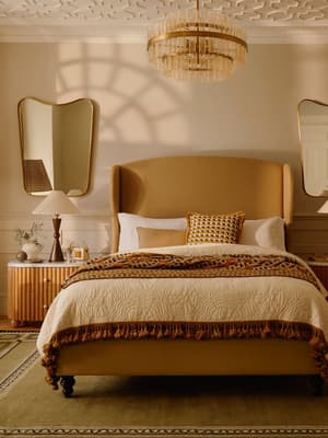Rivas Bed - King - Velvet - Camel - Hover Image