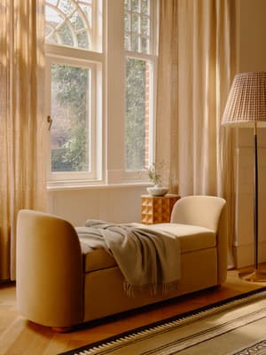 Athena Bench - Velvet - Camel - Hover Image