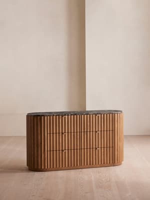 Railton Six Drawer Dresser - Dark Emperador Marble - Hover Image