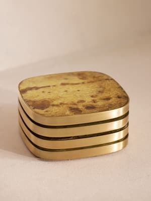 Bodiam Resin & Brass Coasters - Set of Four - Listing Image