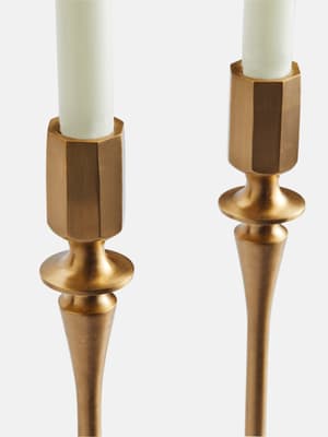 Hansen Candleholders - Brushed Brass - Set of Two - Large - Hover Image