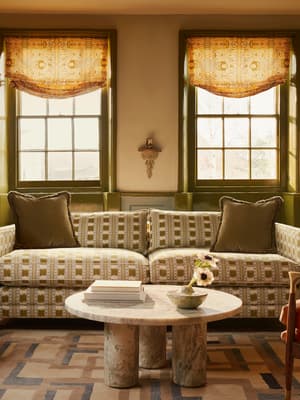 Ashford Three Seater Sofa - Ikat Stripe - Olive - Hover Image