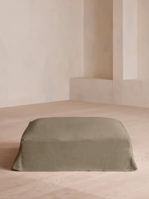 Roma Square Ottoman - Linen - Sage - Hover Image