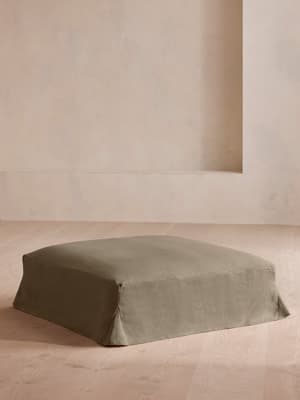 Roma Square Ottoman - Linen - Sage - Listing Image