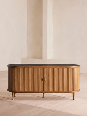 Nora Tambour Sideboard - Black Marquina Marble - Hover Image