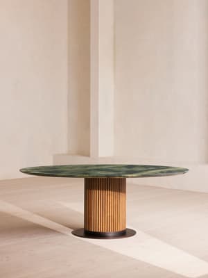 Murcell Oval Dining Table - Brazilian Green Marble - Listing Image