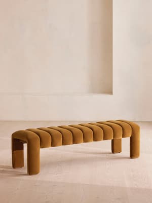 Willis Bench - Velvet - Mustard - Hover Image