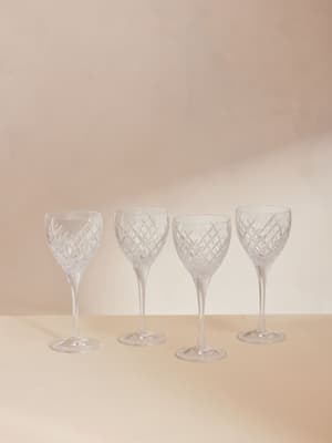 Barwell Cut Crystal White Wine Glass - Set of Four - Hover Image