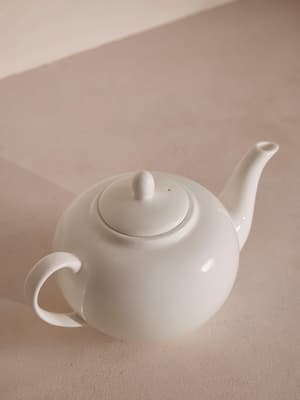 House Teapot Small - Bone China - White - Hover Image