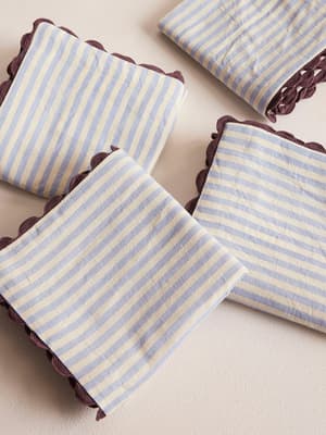 Blythe Striped Napkin - Blue - Set of Four - Hover Image