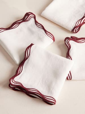 Albert Embroidered Napkin - Set of Four - Hover Image