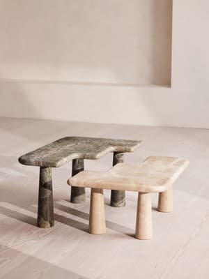 Jada Coffee Table Set - Light Emperador and Verde Bosque Marble - Listing Image
