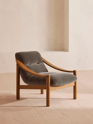Karine Armchair - Midtone Oak - Taupe Velvet - Listing Image