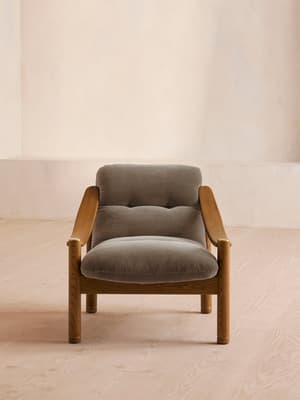 Karine Armchair - Midtone Oak - Taupe Velvet - Hover Image