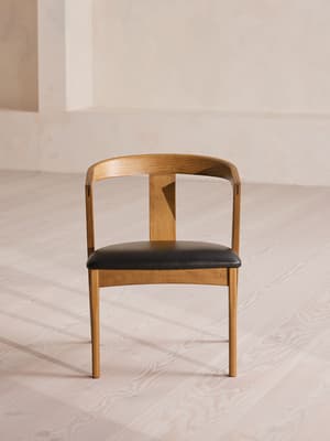 Edwin Dining Chair - Black Leather - Hover Image