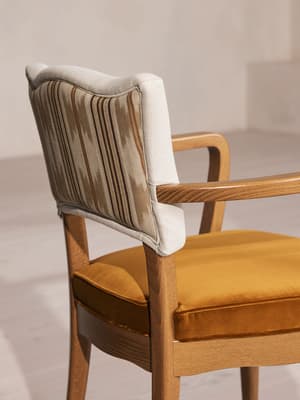 Charleston Dining Chair With Arms - Velvet - Mustard - Hover Image