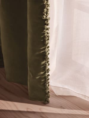 Margeaux Velvet Curtains - Lichen - Width 193cm Length 228cm - Hover Image