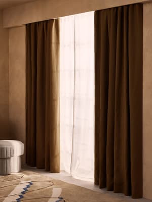 Vinnie Linen Curtains - Ochre - Width 193cm Length 228cm - Listing Image