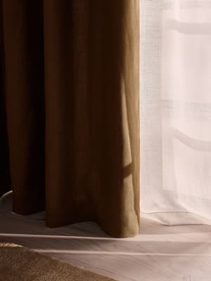 Vinnie Linen Curtains - Ochre - Width 193cm Length 228cm - Hover Image