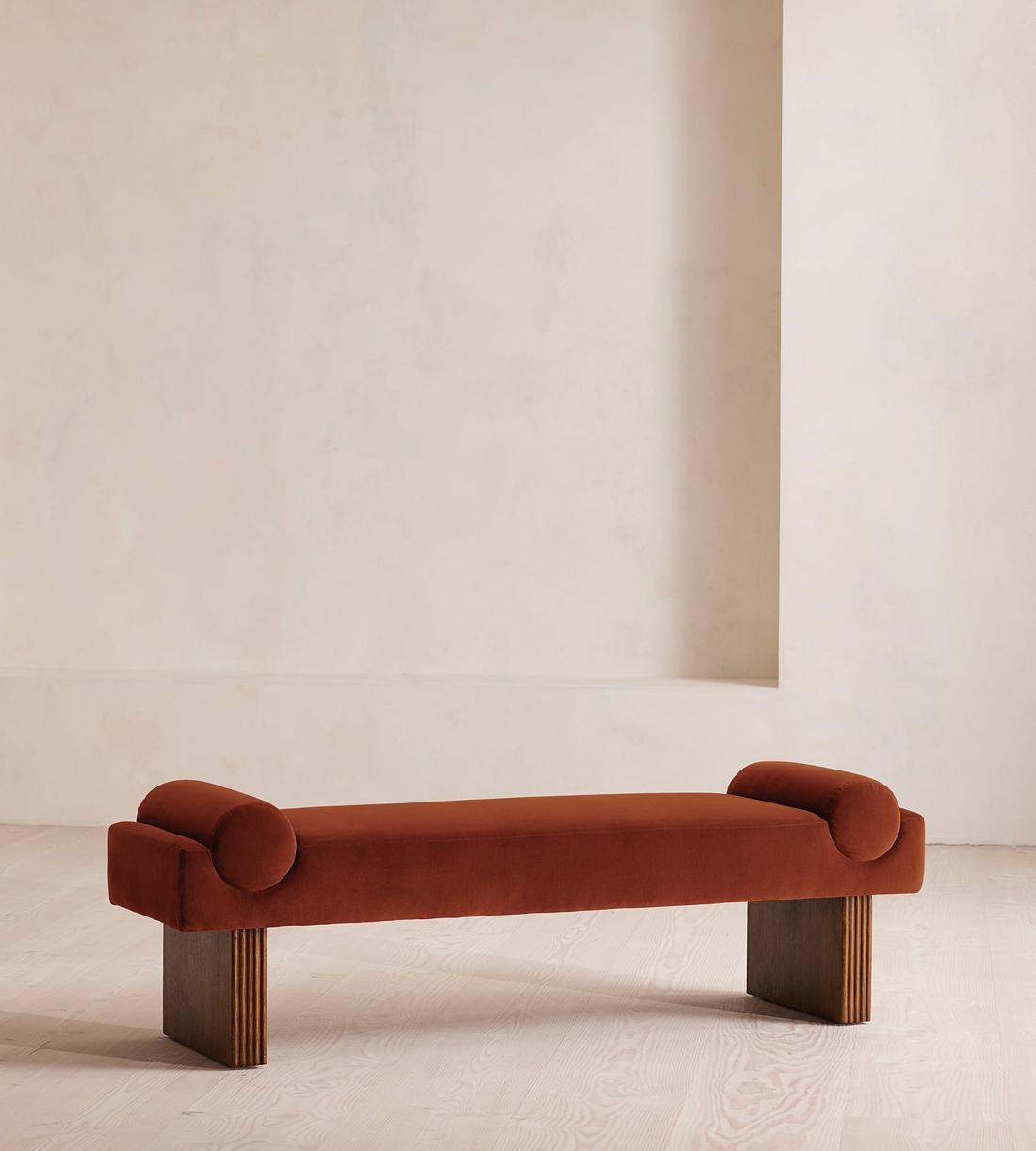Esther Bench - Velvet - Rust - Listing - Image 1
