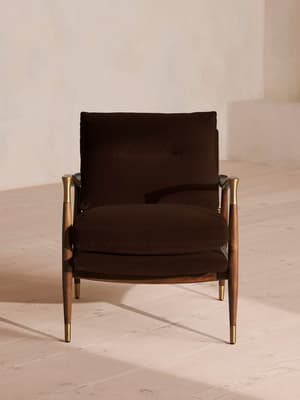Theodore Armchair - Velvet - Chocolate Brown - Hover Image