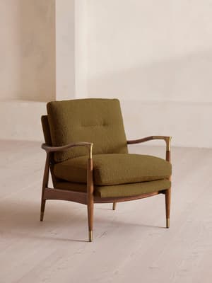 Theodore Armchair - Textured Wool Boucle - Kelp - Listing Image