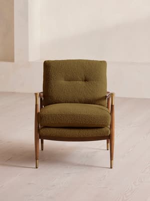 Theodore Armchair - Textured Wool Boucle - Kelp - Hover Image