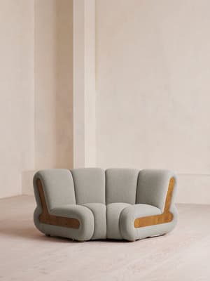 Noelle Modular Curved Armchair - Textured Wool Boucle - Pistachio, - Listing Image