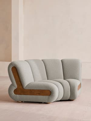 Noelle Modular Curved Armchair - Textured Wool Boucle - Pistachio, - Hover Image