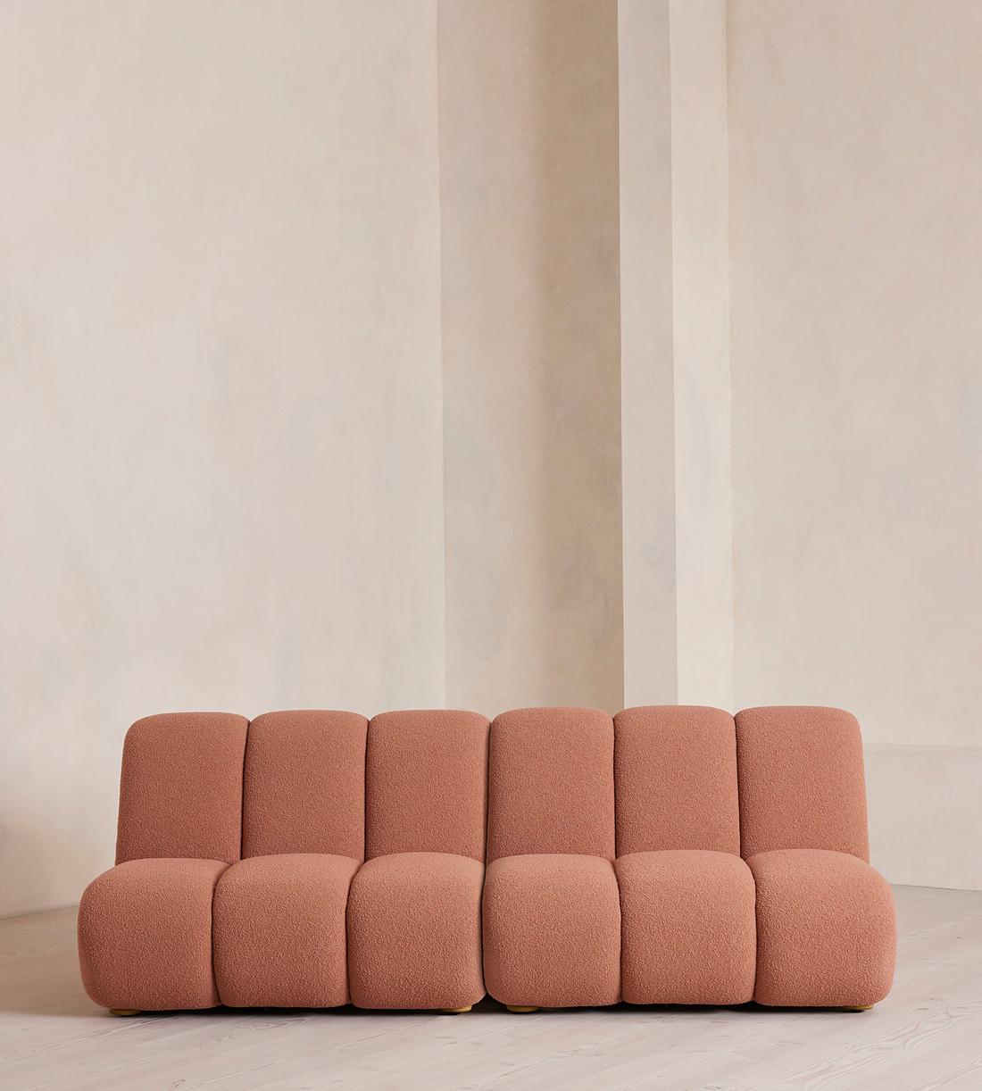 Noelle Modular Sofa - Four Seater - Textured Wool Boucle - Coral - Listing - Image 2