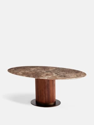 Murcell Oval Dining Table - Dark Emperador Marble - Hover Image