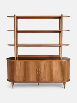 Nora Tambour Shelving Unit - Black Marquina Marble - Hover Image