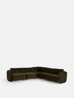 Vivienne Modular Corner Sofa - Velvet Olive - Hover Image