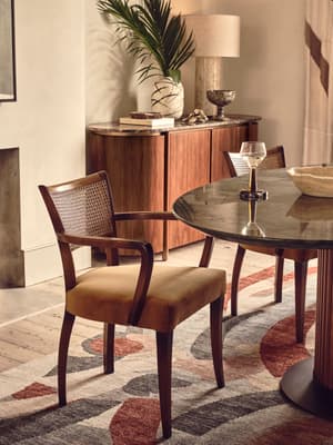 Molina Armchair - Cane Back - Velvet - Mustard - Listing Image