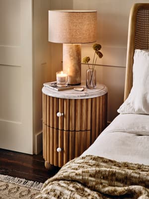 Carlisle Bedside Table - Carrara Marble - Hover Image